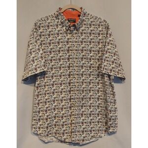 Trader Bay Mens Tropical Stamps Pattern SS Button-Up Casual Shirt Size‎ Large